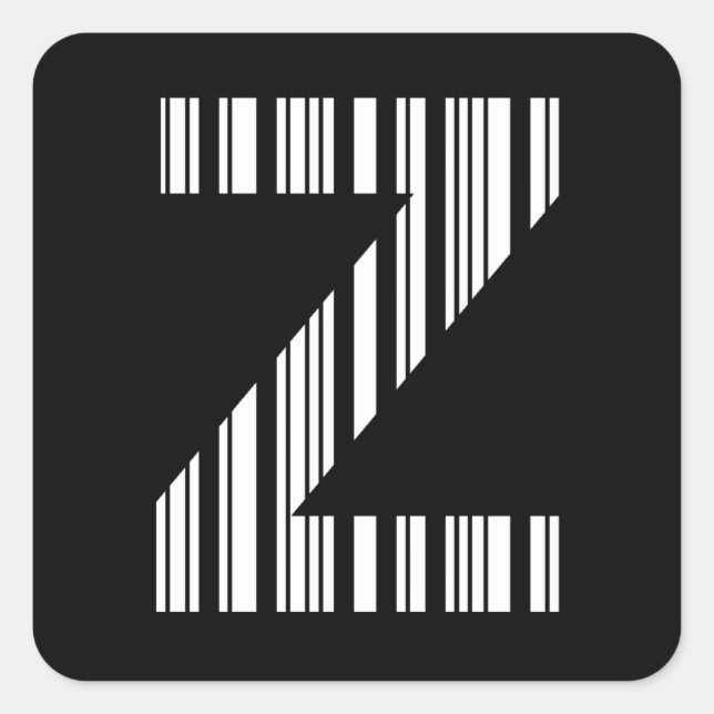 Adesivo Quadrado CÓDIGO DE BAR LETTER Z Primeiro Padrão de Código d (Frente)