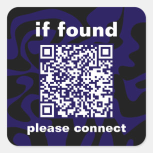 Adesivo Quadrado Código QR Azul escuro encontrado
