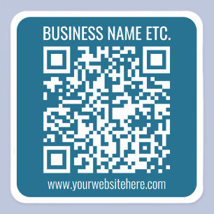 Adesivo Quadrado Código QR azul oceânico editável