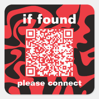 Adesivo Quadrado Código QR Cereja Vermelho Brilhante achados e perd