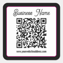 Adesivo Quadrado Código QR com letra cursiva de script
