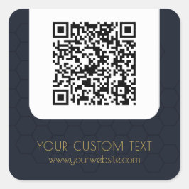 Adesivo Quadrado Código QR com texto personalizado marinho azul ele