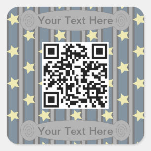 Adesivo Quadrado Código QR da Estrela Amarela de Diversão e Rico