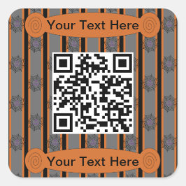 Adesivo Quadrado Código QR de aranha de Halloween e Rico