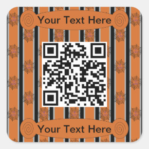 Adesivo Quadrado Código QR de aranha de Halloween e Rico