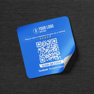 Adesivo Quadrado Código QR de Avaliações do Facebook Avalie Meu Neg