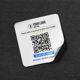 Adesivo Quadrado Código QR de Avaliações do Facebook Avalie Meu Neg