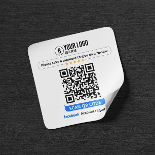 Adesivo Quadrado Código QR de Avaliações do Facebook Avalie Meu Neg