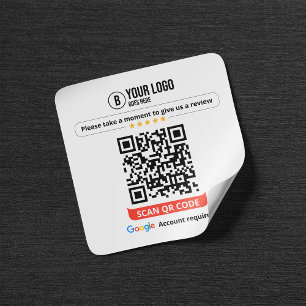 Adesivo Quadrado Código QR de Avaliações do Google Avalie meu Negóc