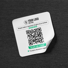 Adesivo Quadrado Código QR de Avaliações Trustpilot Avalie Meu Negó