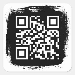 Adesivo Quadrado Código QR de Borda Grunge Preto e Branco