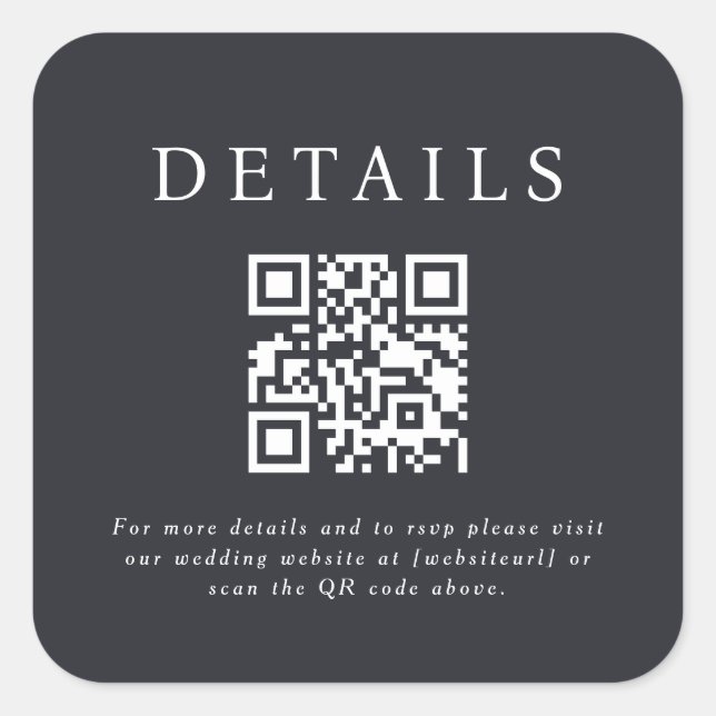 Adesivo Quadrado Código QR de Casamento Parker (Frente)