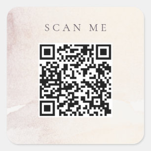 Adesivo Quadrado Código QR de cor d'água roxa Dourada Elegante Abst