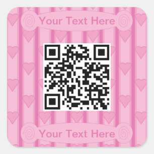 Adesivo Quadrado Código QR de Coração Divertido e Elegante