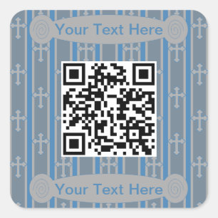 Adesivo Quadrado Código QR de Cruz de Diversão e Rico