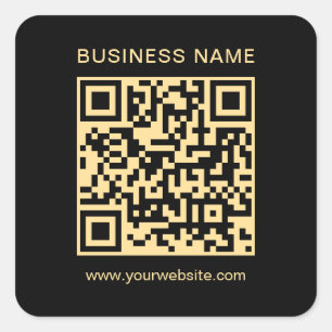 Adesivo Quadrado Código QR de Empresa Personalizado Moderno Preto e