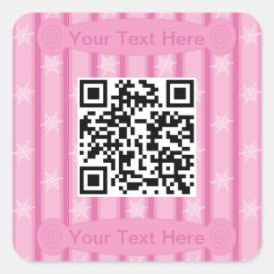 Adesivo Quadrado Código QR de Floco de Neve Rosa Rosa Divertido e R