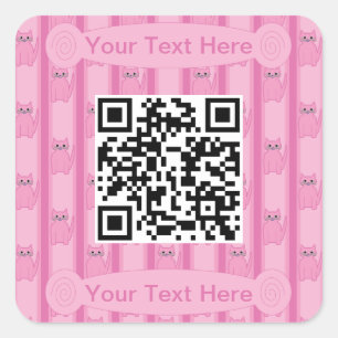 Adesivo Quadrado Código QR de Gatinho divertido e Rico