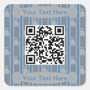 Adesivo Quadrado Código QR de Gatinho divertido e Rico