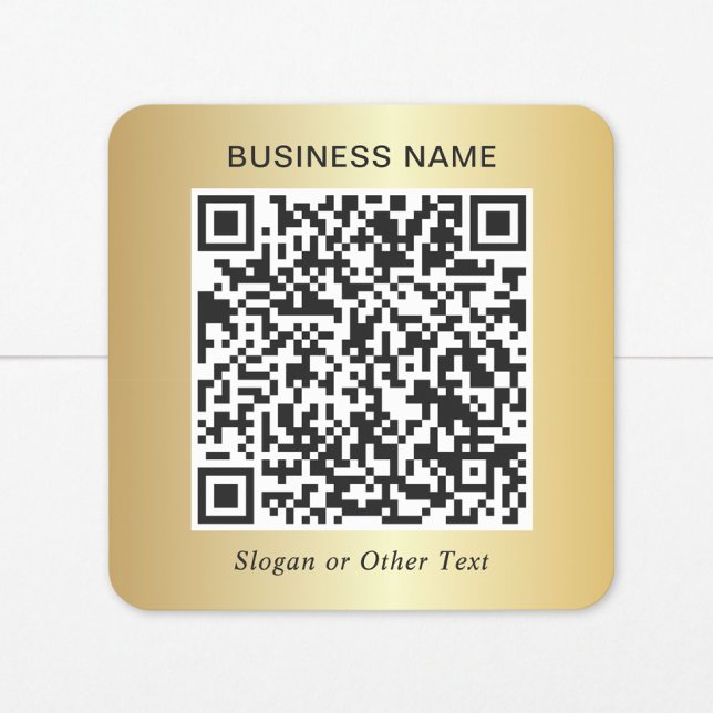 Adesivo Quadrado Código QR de Negócios Dourado (Criador carregado)
