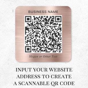 Adesivo Quadrado Código QR de Negócios Rose Gold
