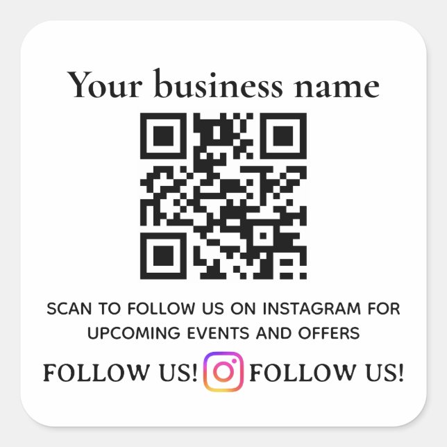 Adesivo Quadrado Código QR de Permanecer Conectado | Seguir no Inst (Frente)