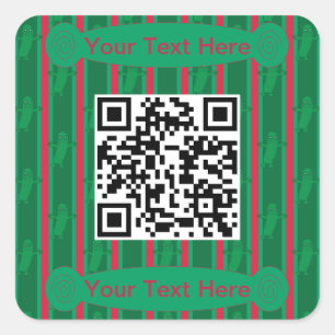 Adesivo Quadrado Código QR de Picles de Natal Divertido e Rico