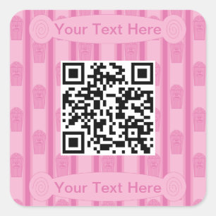 Adesivo Quadrado Código QR de Pipoca Divertida e Chique