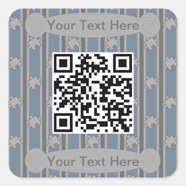 Adesivo Quadrado Código QR de Quebra-cabeça de diversão e Rico (Frente)