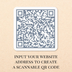 Adesivo Quadrado Código QR de Site Personalizado Azul Poeira