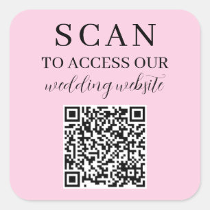 Adesivo Quadrado Código QR de Varredura Rosa Claro para Acessar o S