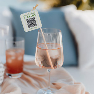 Adesivo Quadrado Código QR do Bachelorette Amarelo da Imagem Modern