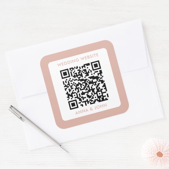 Adesivo Quadrado código qr do casamento minimalista neutro (Envelope)