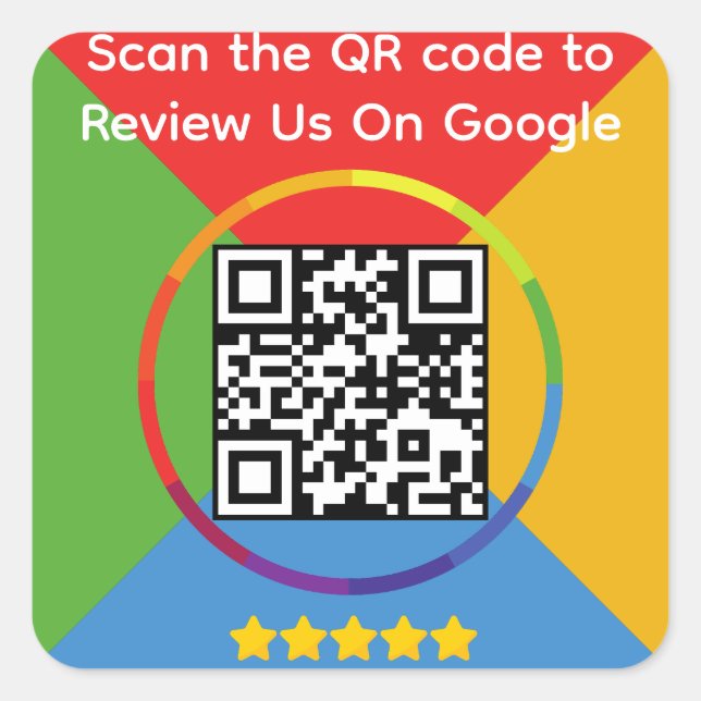 Adesivo Quadrado Código QR do Google Review (Frente)