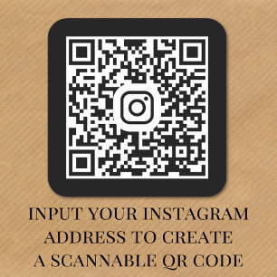 Adesivo Quadrado Código QR do Instagram Moderno Preto