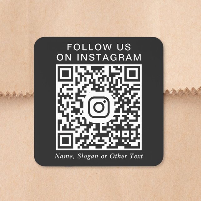 Adesivo Quadrado Código QR do Instagram Preto (Instagram QR Code Black Square Sticker)