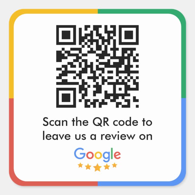 Adesivo Quadrado Código QR do Link de Revisão do Google (Frente)