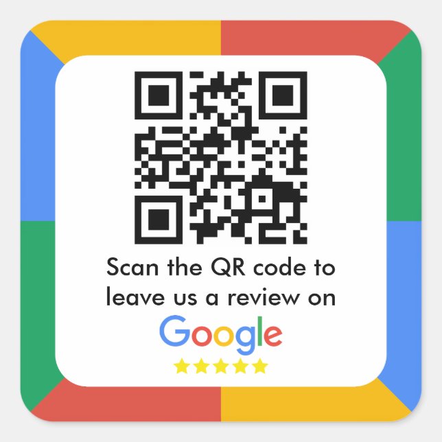 Adesivo Quadrado Código QR do Link de Revisão do Google (Frente)