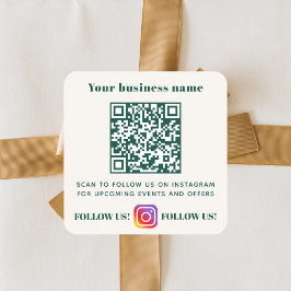 Adesivo Quadrado Código qr do nome da empresa em verde marfim insta