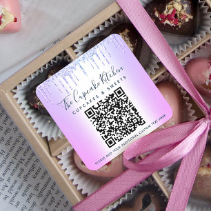 Adesivo Quadrado Código QR Drives de Glitter Roxo Nome comercial Mo