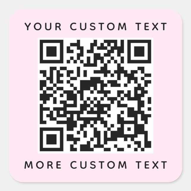 Adesivo Quadrado Código QR e rosas claro de cima e de baixo do text (Frente)