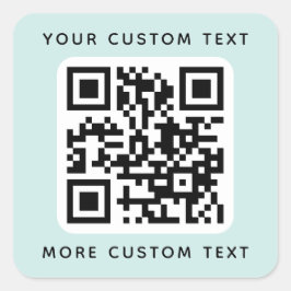 Adesivo Quadrado Código QR e texto da parte superior e inferior da 