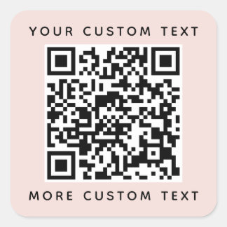 Adesivo Quadrado Código QR e texto personalizado cor-de-rosa-rosa s