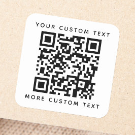 Adesivo Quadrado Código QR e texto personalizado superior e inferio