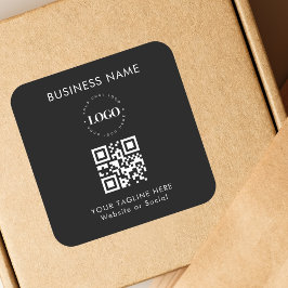 Adesivo Quadrado Código QR e texto simples do logotipo da empresa c