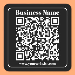 Adesivo Quadrado Código QR editável Preto e Branco Estilo Retro Mod