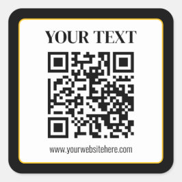 Adesivo Quadrado Código QR empresarial com texto superior e inferio