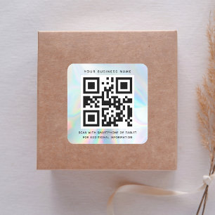Adesivo Quadrado Código QR Empresarial Iridescente Profissional Mod