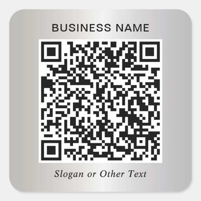 Adesivo Quadrado Código QR Empresarial Prata (Frente)