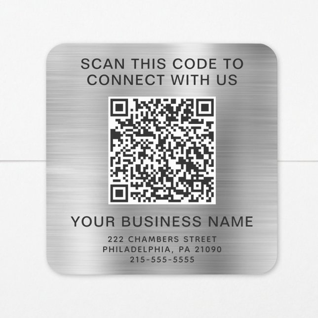 Adesivo Quadrado Código QR Empresarial Prata (Criador carregado)